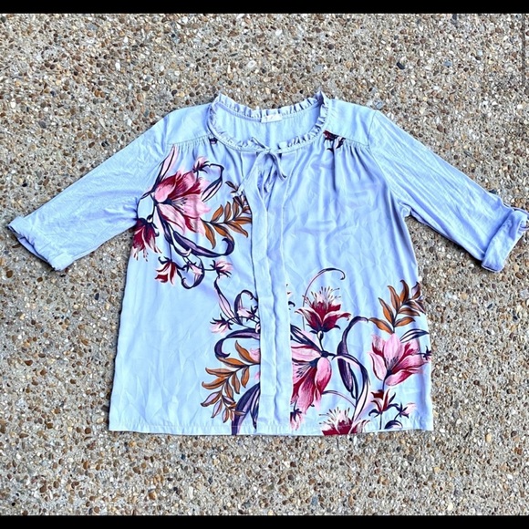 Anthro Meadow Rue Evella Lavender Floral Tie L - Picture 1 of 6